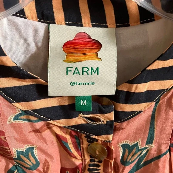 Farm Rio Floral long sleeve mini dress with Belt Sz M NWOT - Picture 2 of 5